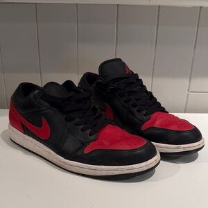 Nike Air Jordan 1 Low “Bred” - Black & Red Low-Top Sneakers - men’s 9.5